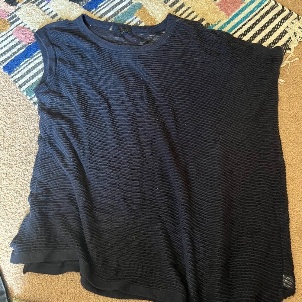 SEN blue sheer crochet style top 3‎
